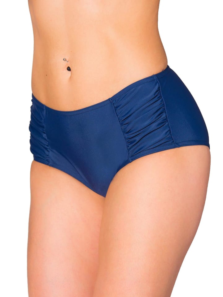 Aquarti Damen Bikinihose mit seitlichen Raffungen in dunkelblau
