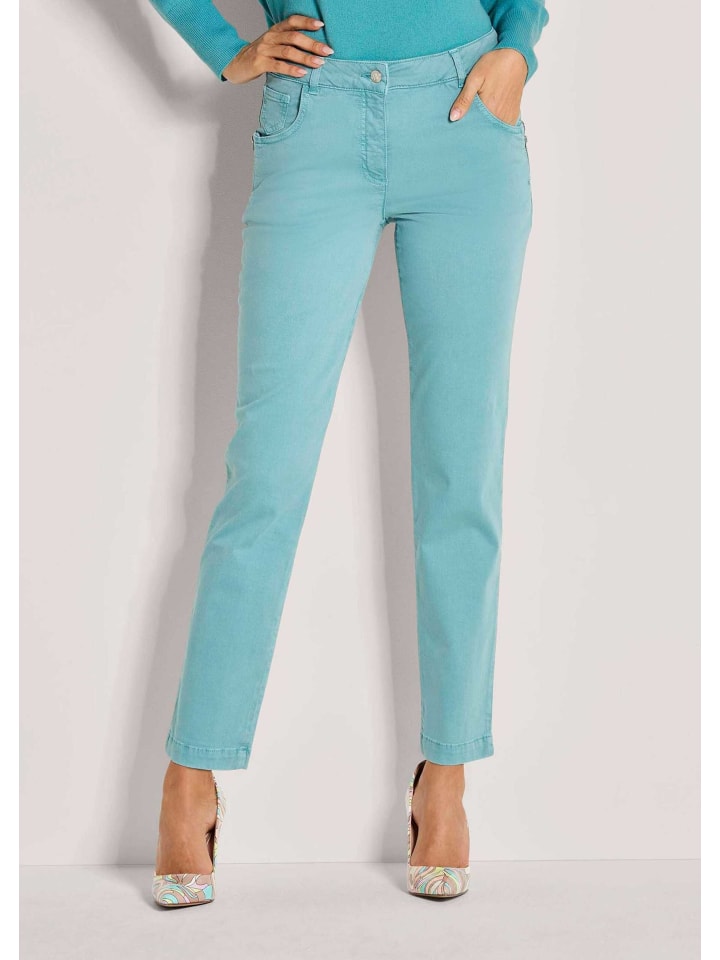 Schlanke Five-Pocket mit Stretch-Komfort in aqua