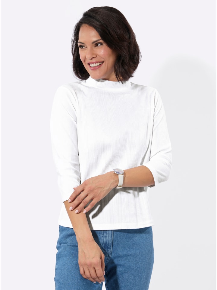 Stehkragen-Shirt in ecru