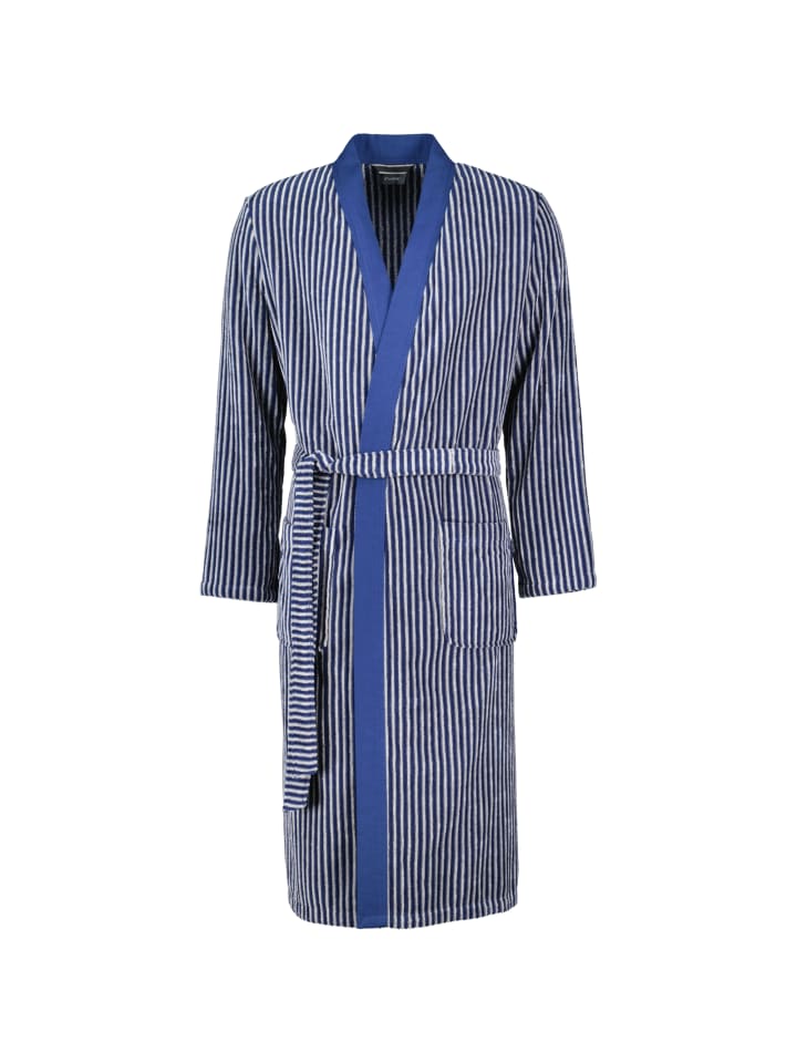 Cawö Bademäntel Herren Kimono Streifen 2843 blau - 17 in blau - 17