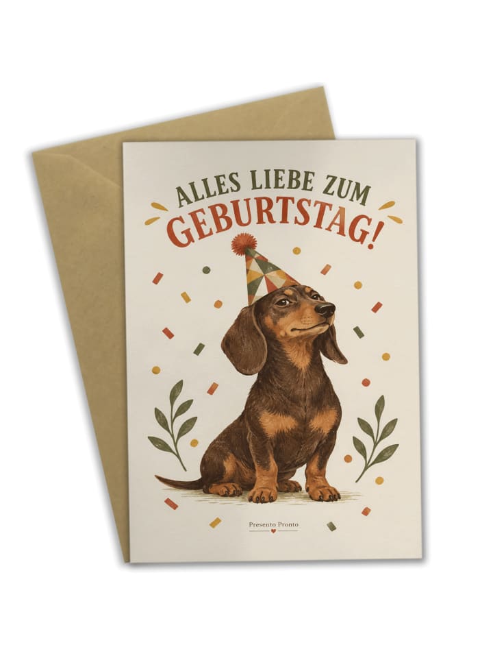 Geburtstagskarte Dackel stolz Design mit Spruch in Weiß