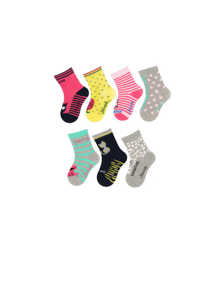 Socken 7er-Box Wochentage in rosafarbig