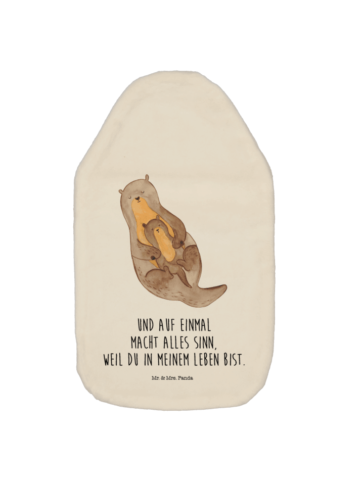 Wärmflasche Otter Kind mit Spruch in Weiß