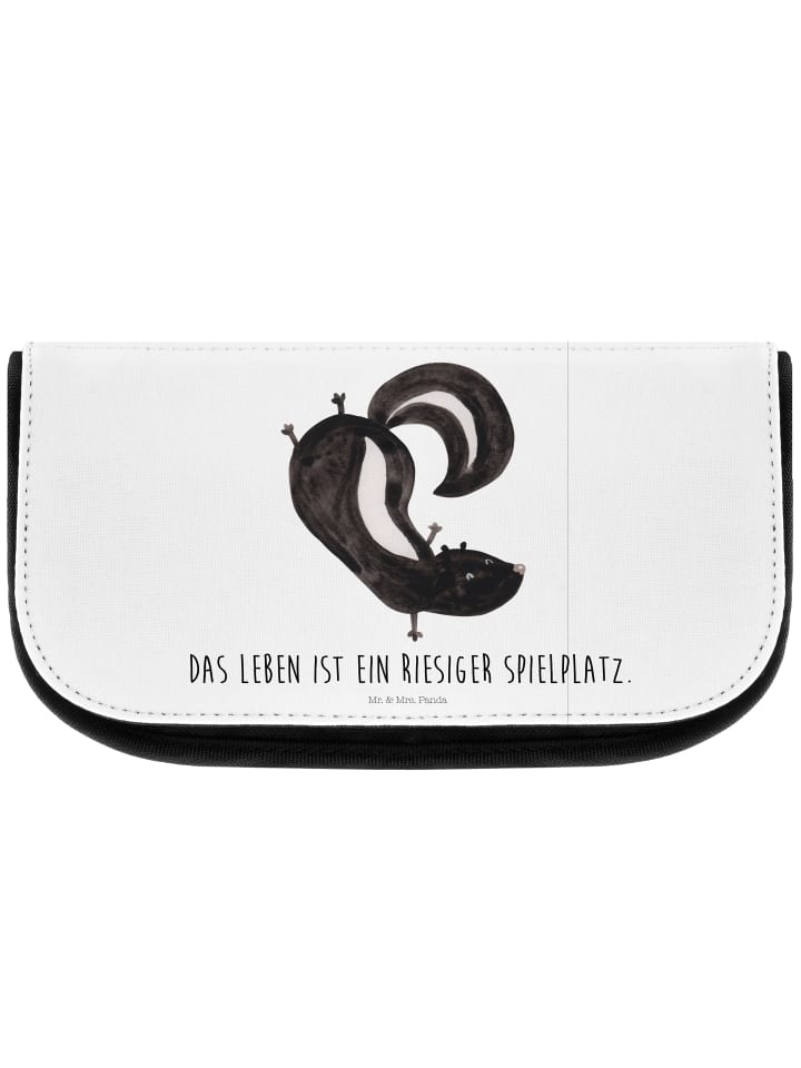 Kulturtäschchen Stinktier Handstand mit Spruch in Weiß