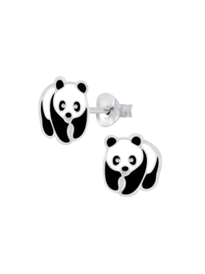 Silber Ohrringe 925 Panda Bär 0,7 cm x 0,8 cm