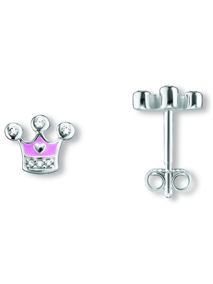 Zirkonia Krone Ohrringe Ohrstecker aus 925 Silber in silber