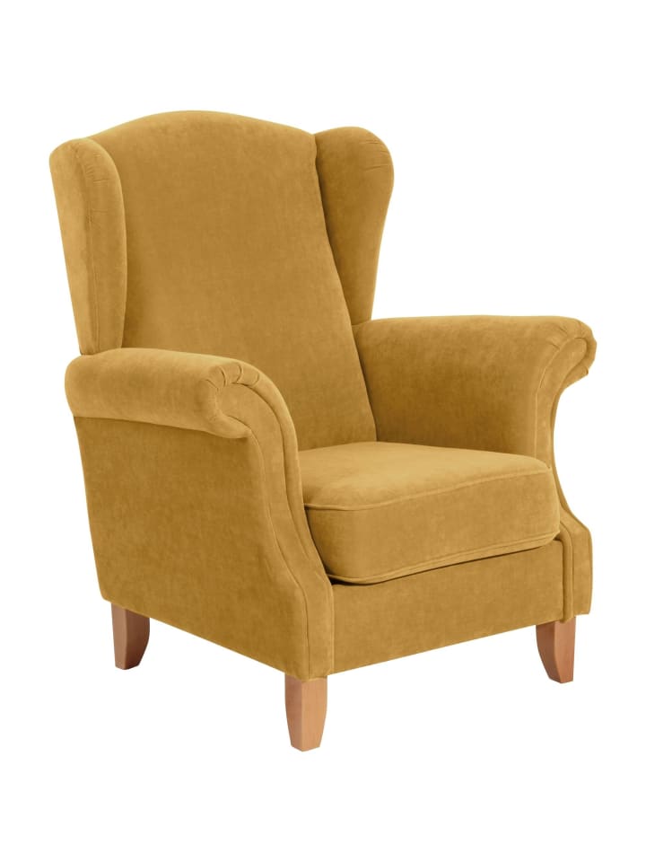 OHRENSESSEL Katria Bezug Veloursstoff Buche natur / mais