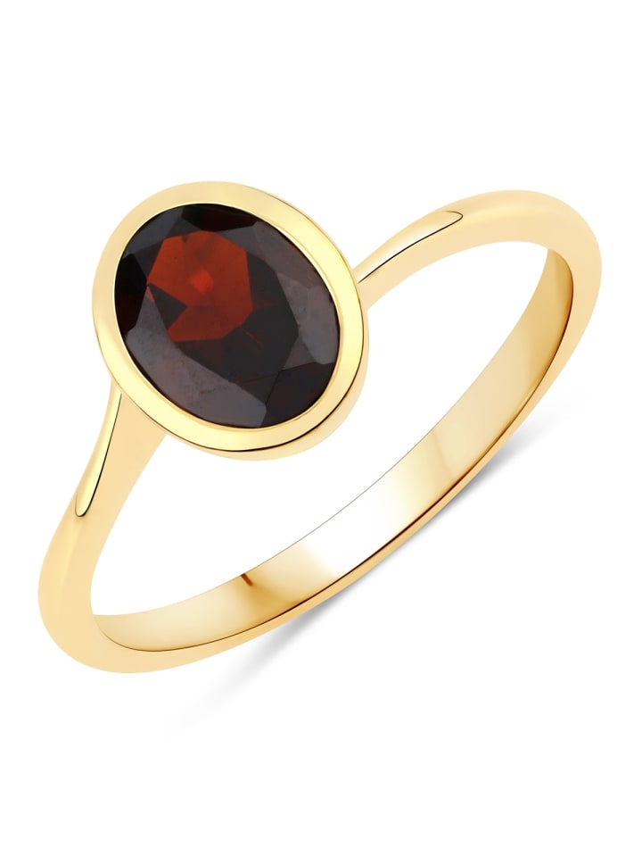 Ring aus Sterling Silber mit Granat in gelbgold