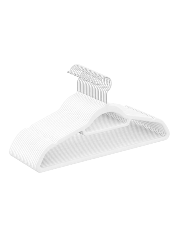 20er-Set: Kleiderbügel in Silbern-Weiß - (B)43.5 x (H)22.5 x (T)0.6 cm