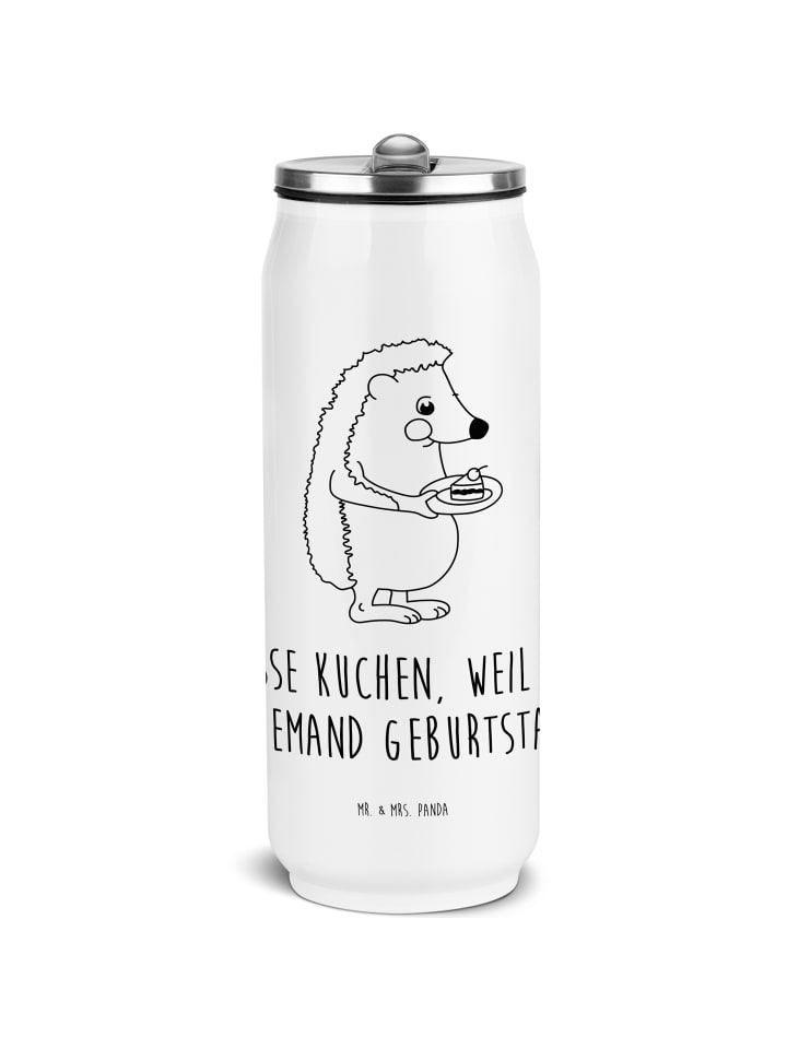 Thermosbecher Igel Kuchenstück mit Spruch in Weiß