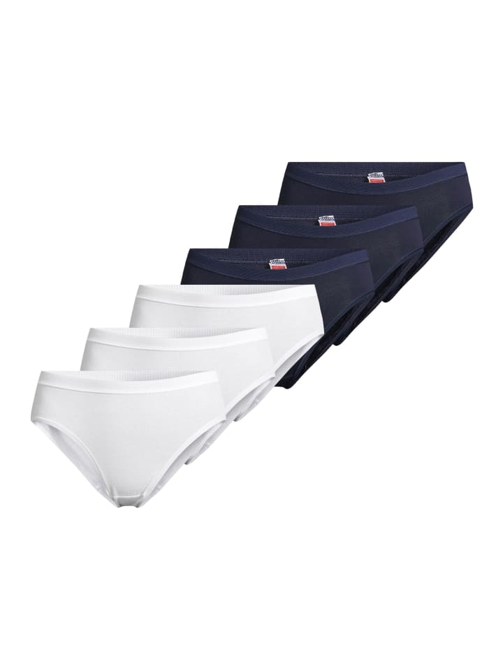 Midi Slip Feinripp in Weiß / dunkelblau