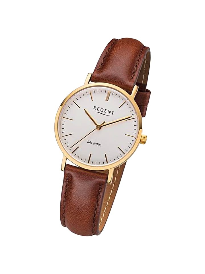 Analog-Armbanduhr Regent Lederarmband braun mittel (ca. 32mm)