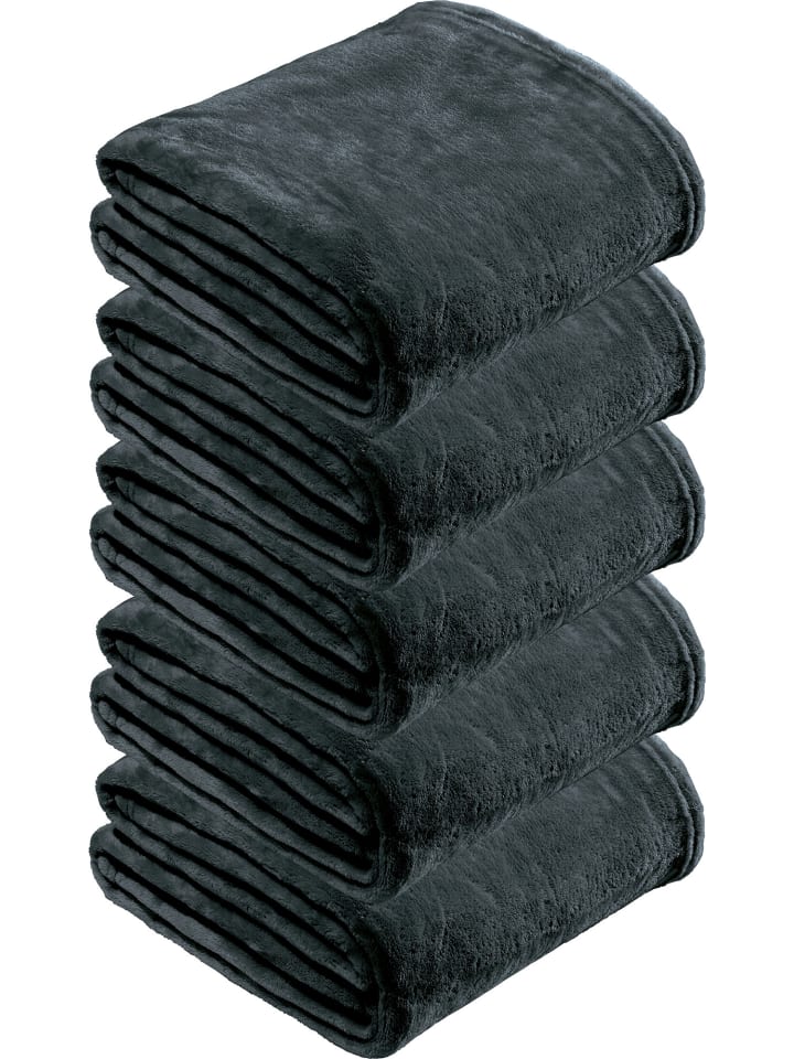 Fleece, Microfaser Wohndecke 5er-Pack Amarillo in anthrazit