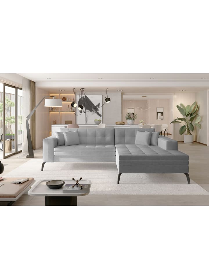 Sokka Recamiere Rechts in Grau - (L) 292 x (B) 292 x (H) 84 cm