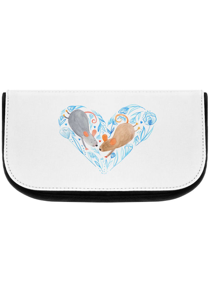Kulturtasche Mäuse Herz ohne Spruch in Weiß