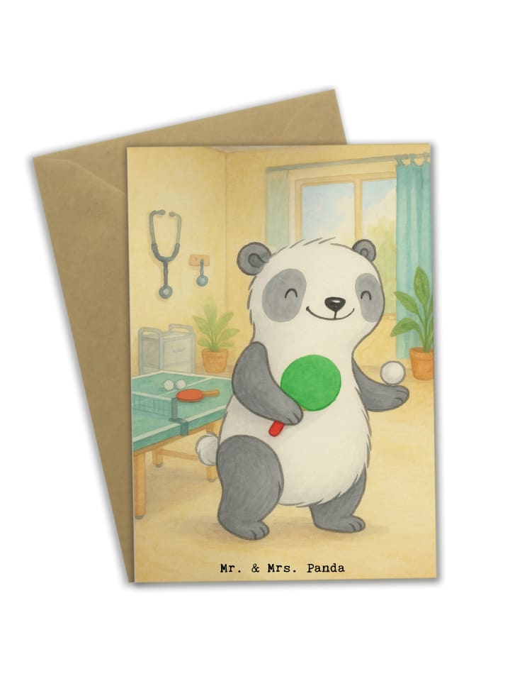 Grußkarte Panda Tischtennis Design ohne Spruch in Weiß