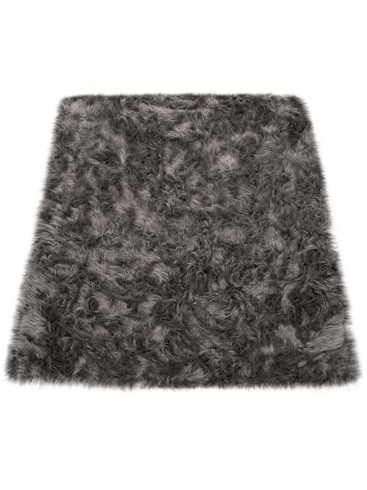 Hochflor Teppich Shaggy waschmaschinenwaschbar Einfarbig in Anthrazit
