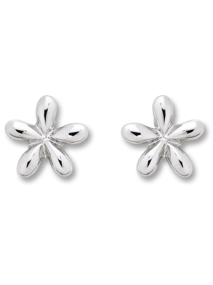 Blume Ohrringe   Ohrstecker aus 925 Silber in silber