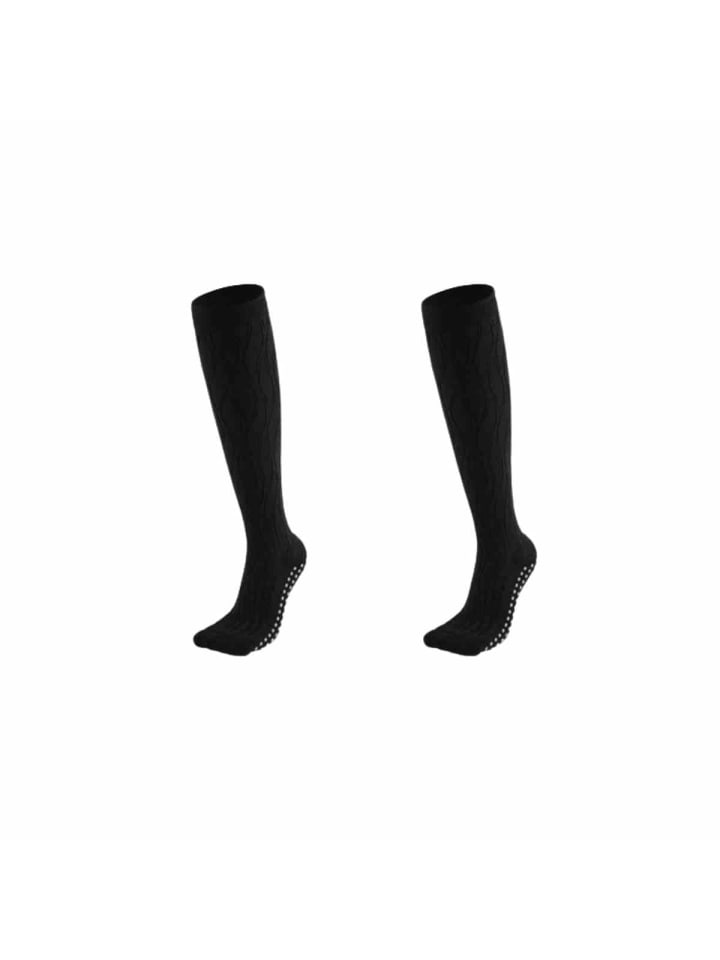 2er-Pack Kompressions-Yoga-Socken mit dezentem Muster - Anti-Rutsch in Schwarz