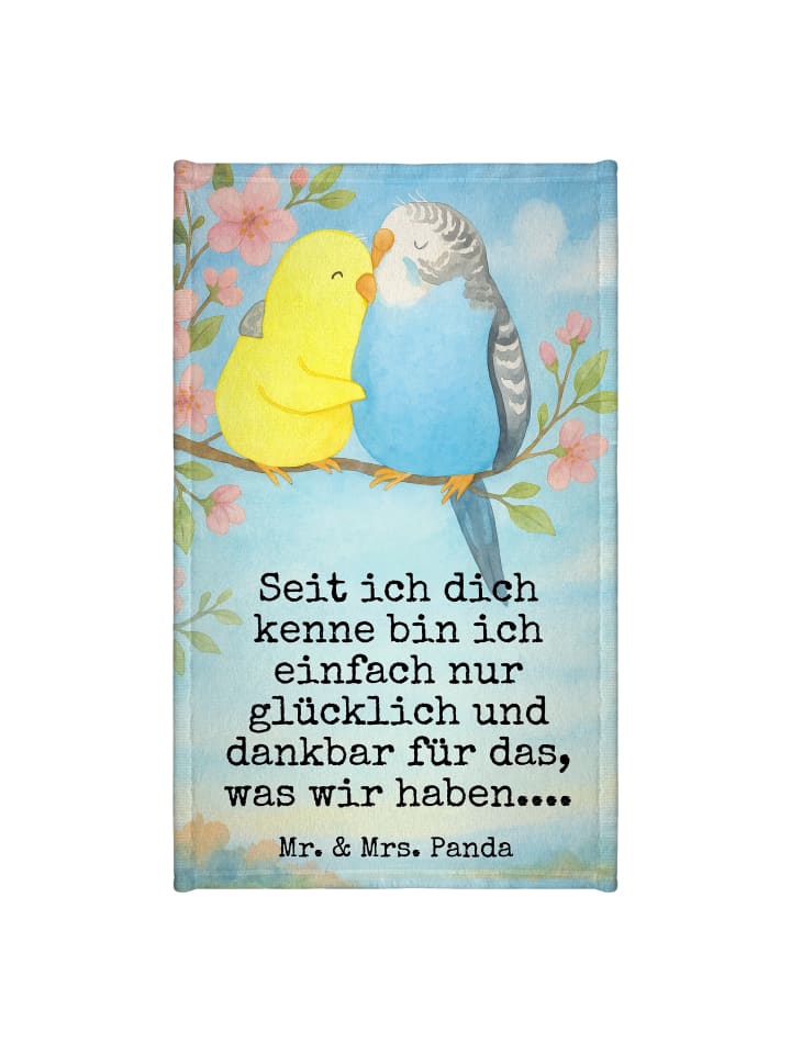 Handtuch Wellensittich Liebe Design mit Spruch in Weiß