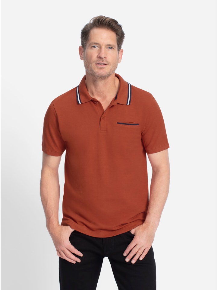 Kurzarm-Poloshirt in rostrot