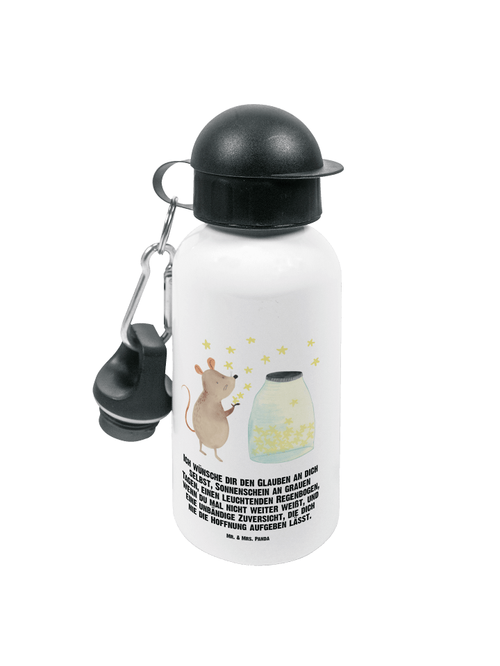 Trinkflasche Maus Sterne mit Spruch in Weiß