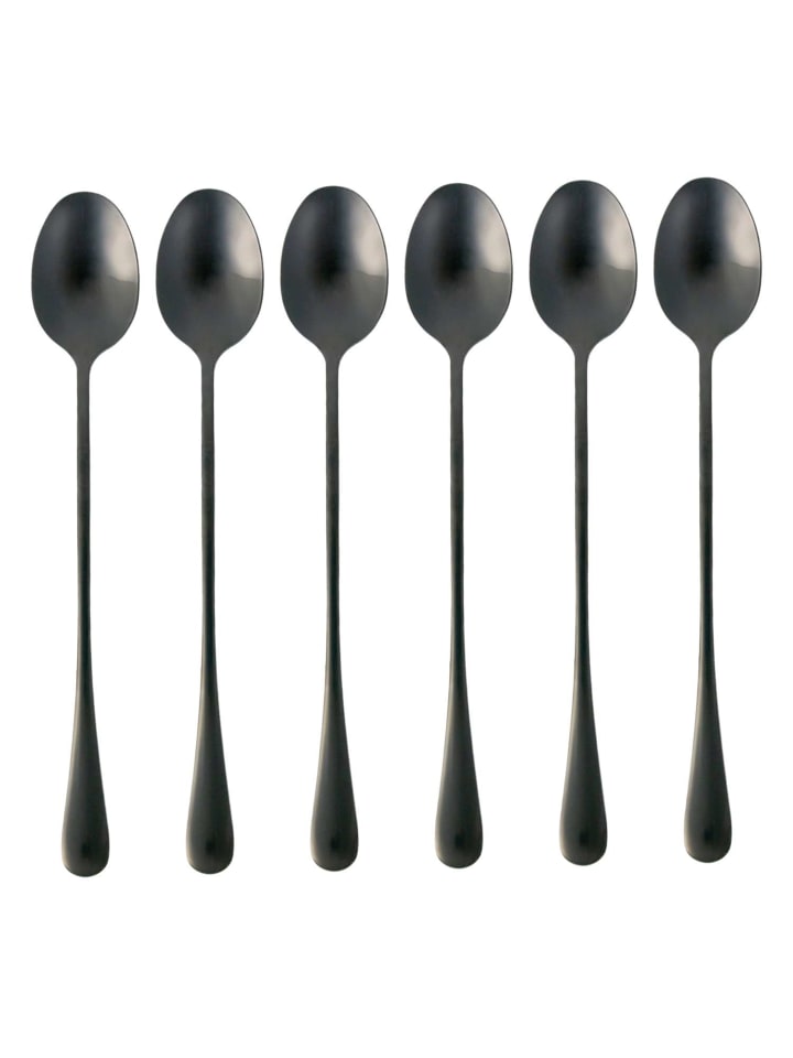 6er Set Dessert Löffel in Schwarz