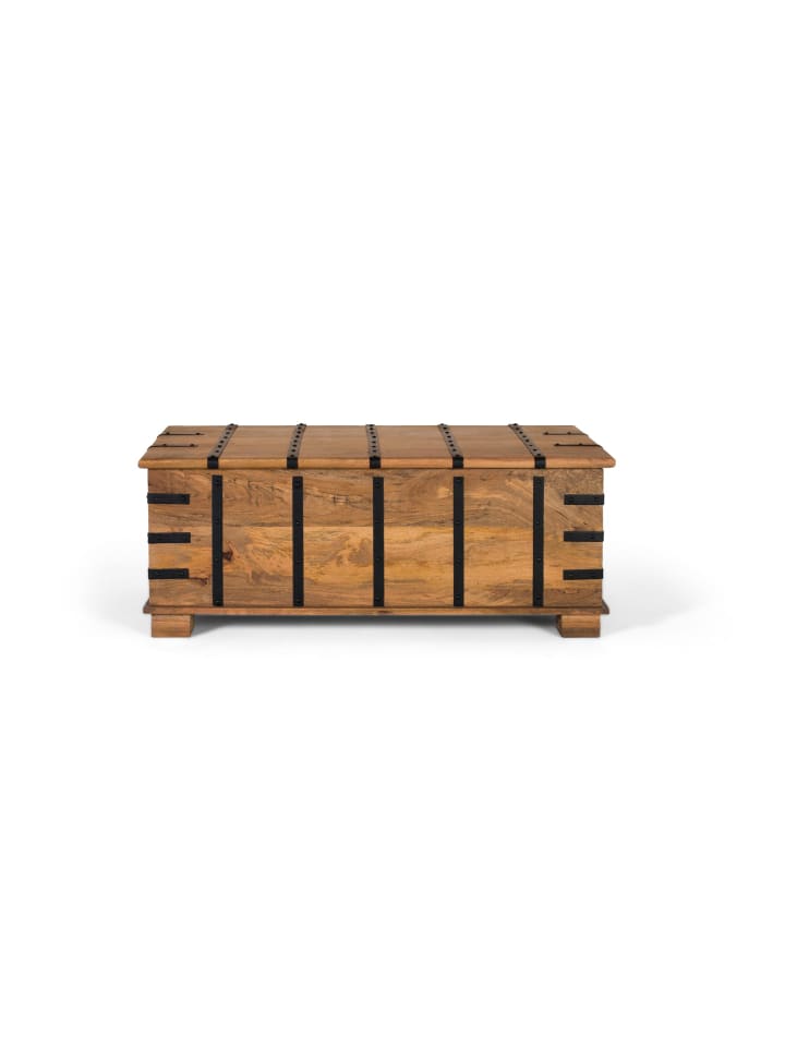 Koffertisch aus massivem Mangoholz mit natürlichem Finish in Brown