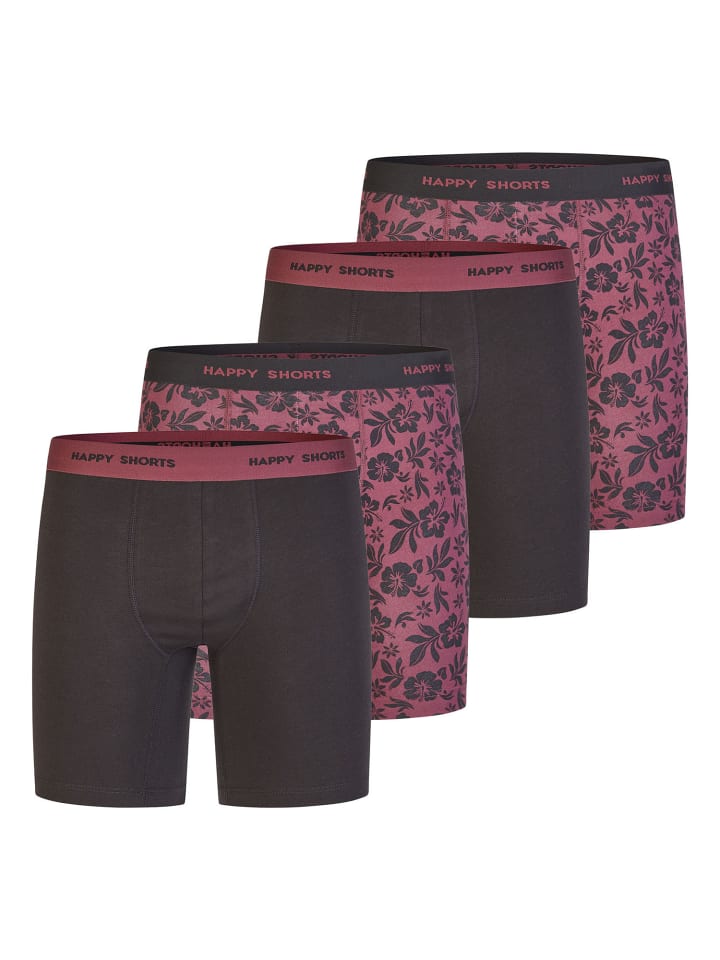 Boxer Jersey Long in schwarz, bordeaux
