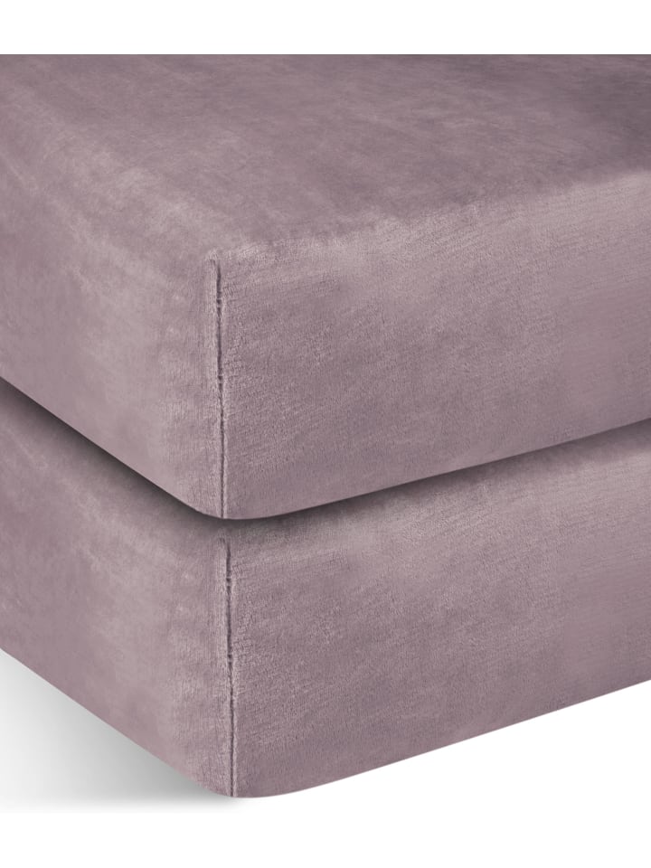 2 Flanell-Spannbettlaken PERPIGNAN in Rosa
