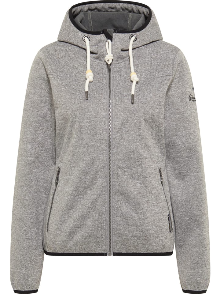 Damen Strickfleecefunktionsjacke in Grau Melange