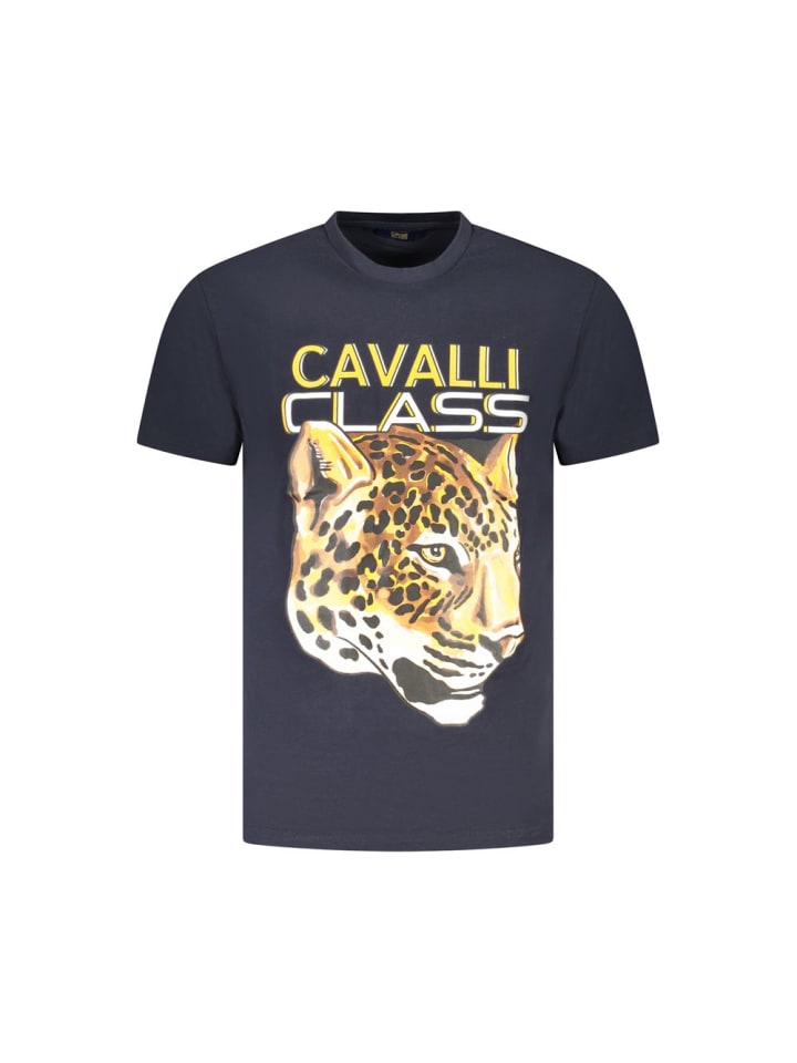 Blau Baumwolle Herren T-Shirt
