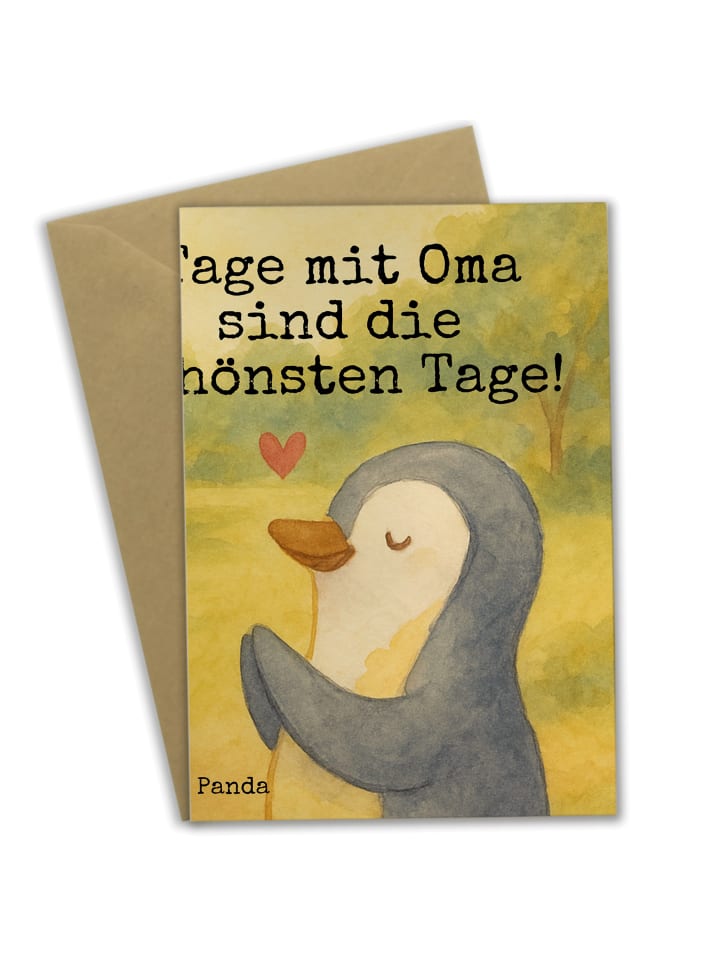 Grußkarte Pinguin Oma schaukeln Design mit Spruch in Weiß