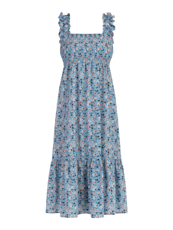 Damen Midikleid in Blau Mehrfarbig