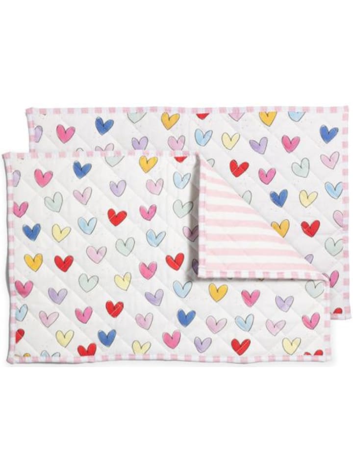 2er-Set Textilien Herzen in Bunt - 27 x 16,5cm