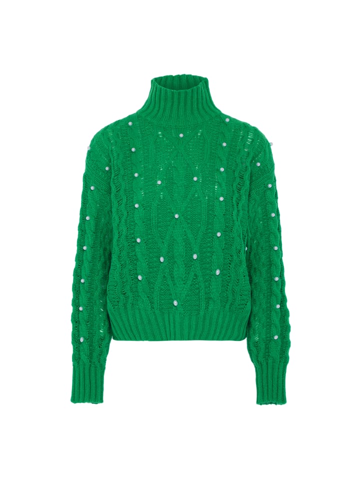 Damen Pullover Mit Perlen in GRÜN