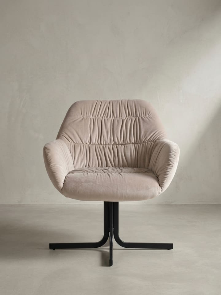 Loungesessel Samt Design Clubsessel mit Metallbeine, in Beige