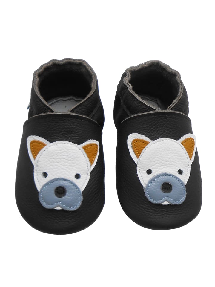 Baby Krabbelschuhe aus Leder, weiche Lauflernschuhe mit rutschfester Sohle 