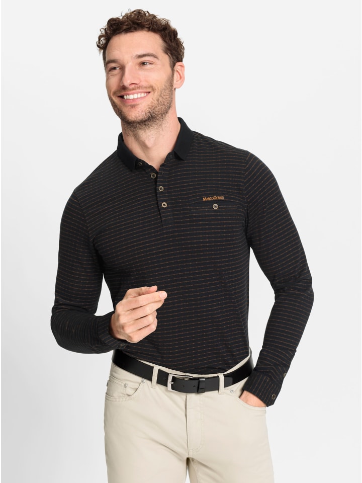 Langarm-Shirt in schwarz-cognac-gemustert