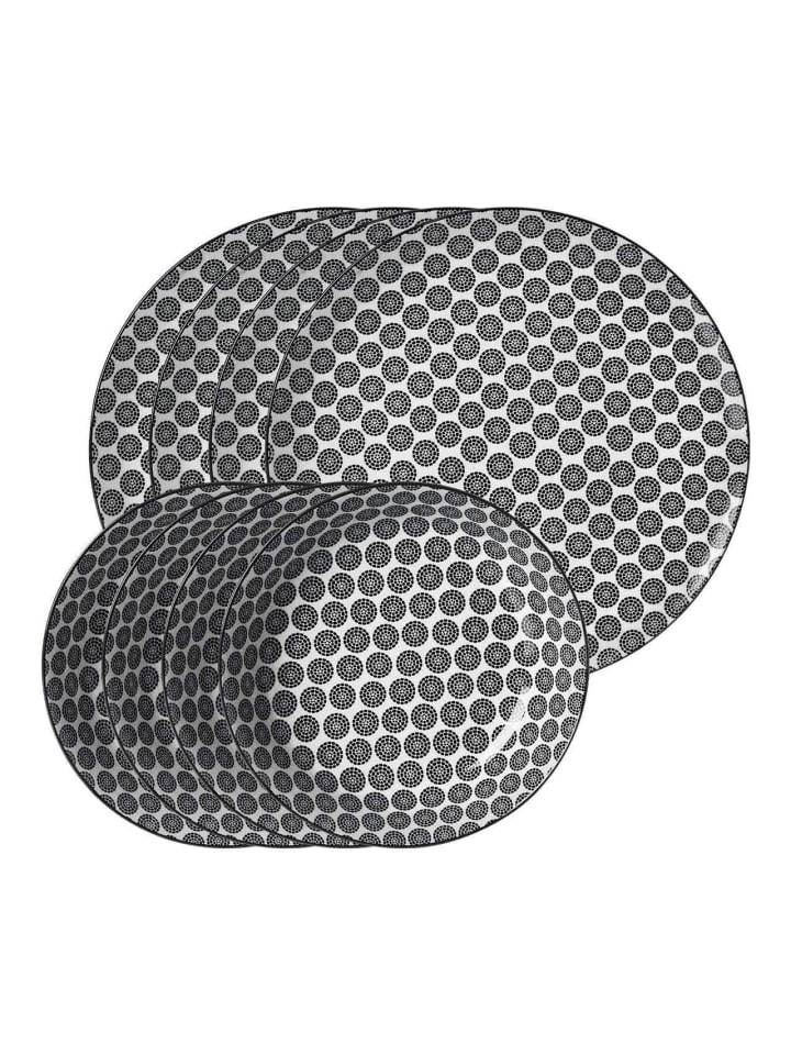 8-tlg. Tafelservice Takeo Circles in Schwarz-Weiß