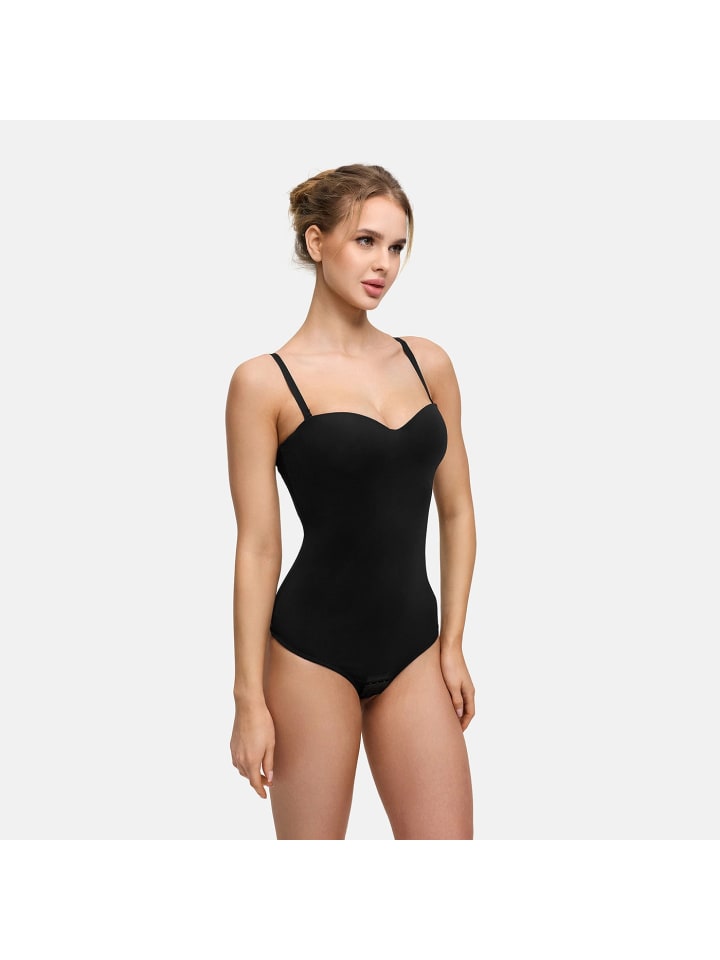 Push-Up-Bodysuit mit String in Schwarz
