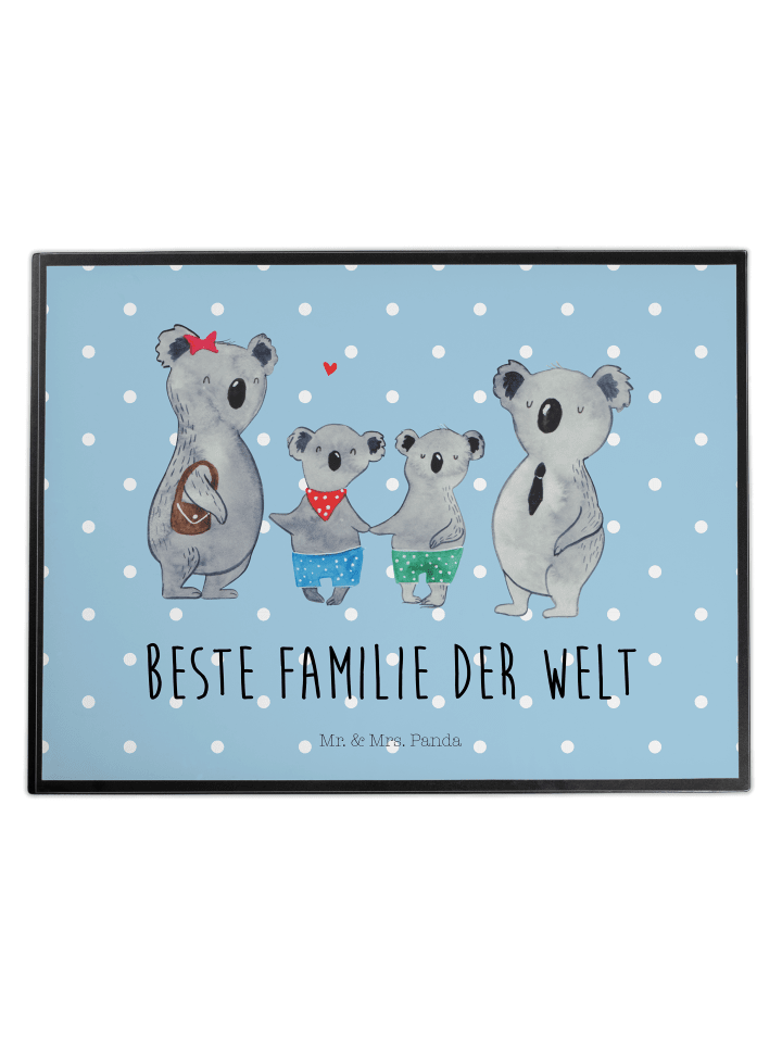 Schreibunterlage Koala Familie zwei mit Spruch in Blau Pastell