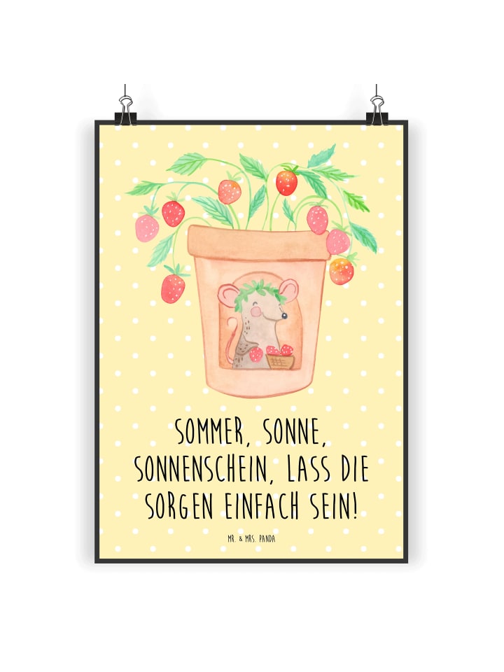 Plakat Sommerfreude mit Spruch in Gelb Pastell