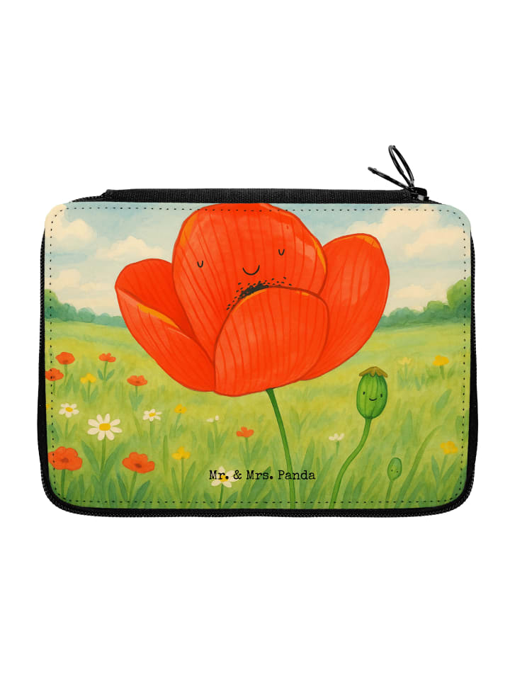 Federmäppchen Blume Mohnblume Design ohne Spruch in Weiß