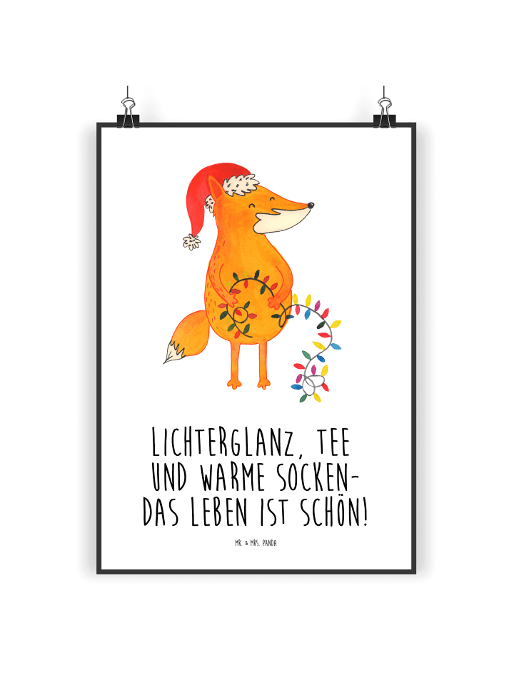 Plakat Fuchs Weihnachten mit Spruch in Weiß