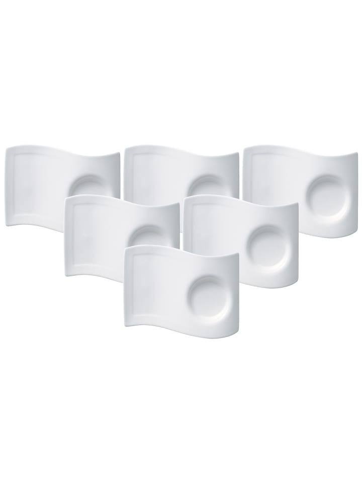 6er Set Kaffee Unterteller NewWave in Weiß 20 x 14 cm