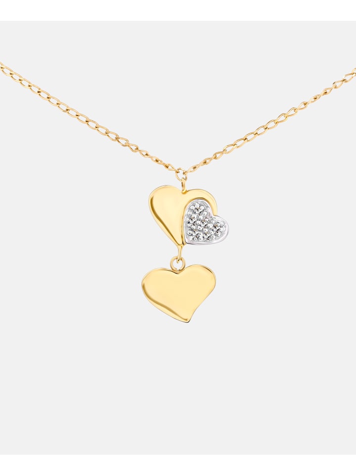 Halskette aus 375 Gelbgold mit Diamant Herz-Design