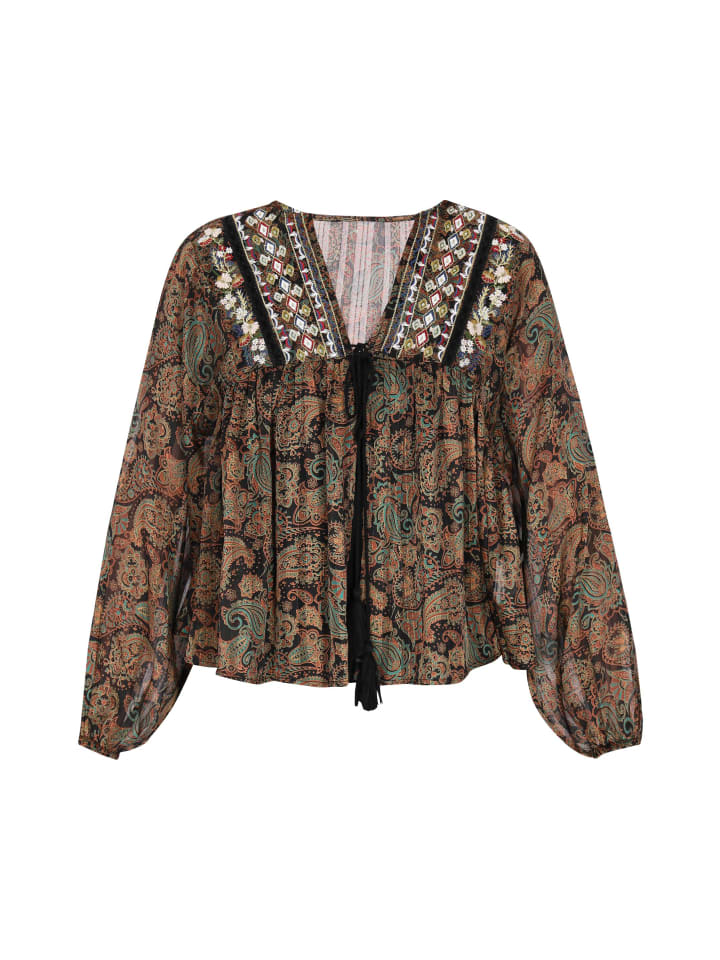 Women Blouse in Black Multicolor