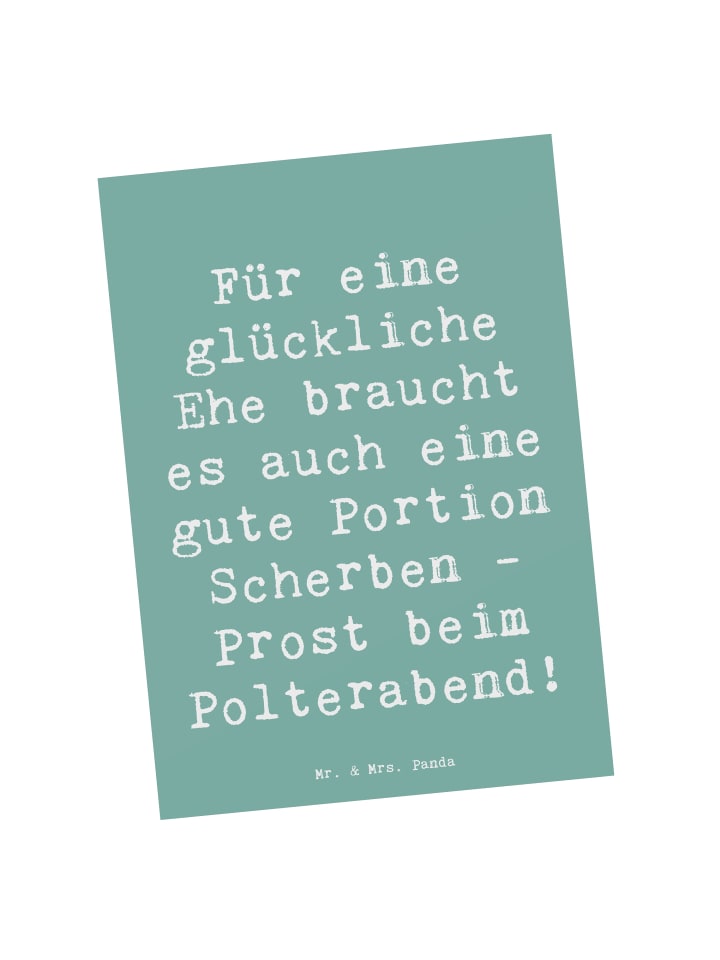 Postkarte Spruch Scherben Polterabend mit Spruch in Meeresbrise