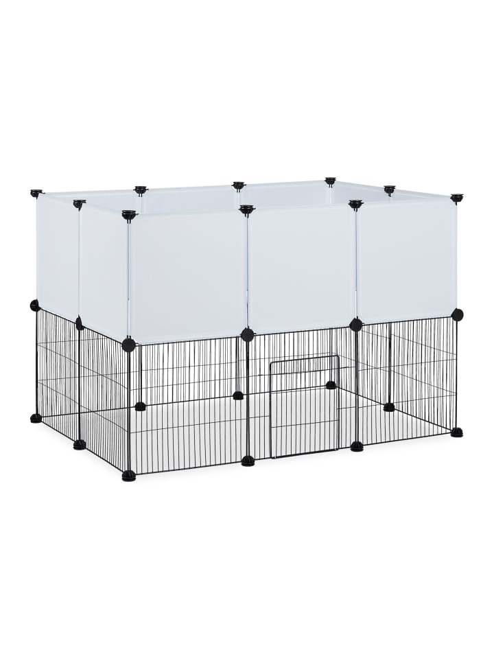 Freilaufgehege in Schwarz/ Weiß - (B)110 x (H)72,5 x (T)74 cm